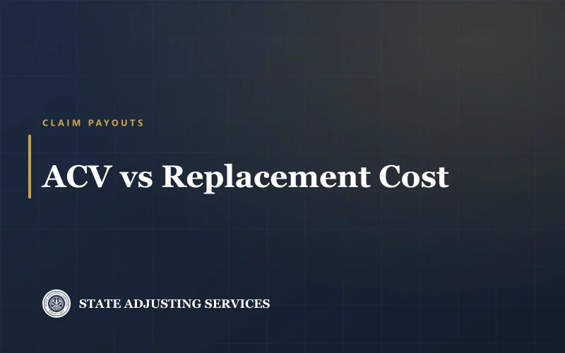 Article cover: ACV vs replacement cost, from State Adjusting Services