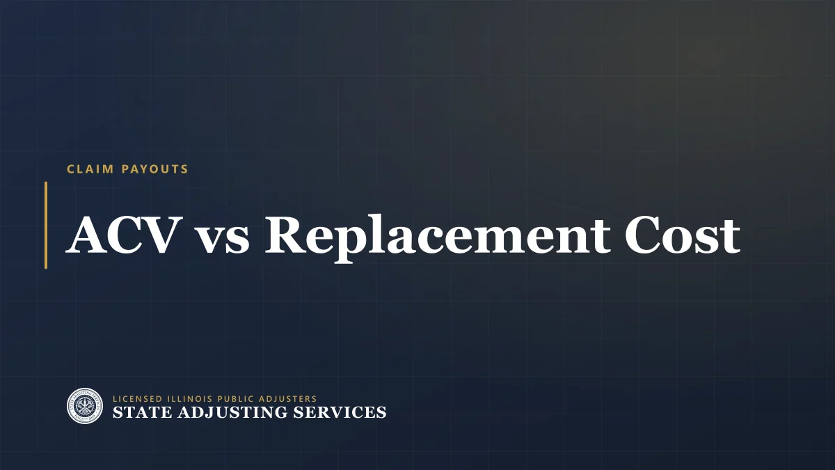 Article cover: ACV vs replacement cost, from State Adjusting Services