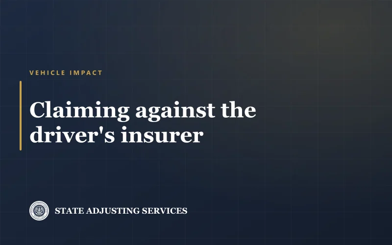 Cover reading Claiming against the driver's insurer, State Adjusting Services