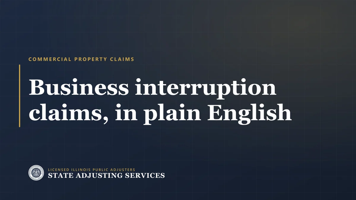 Article cover: business interruption insurance claims explained in plain English, from State Adjusting Services