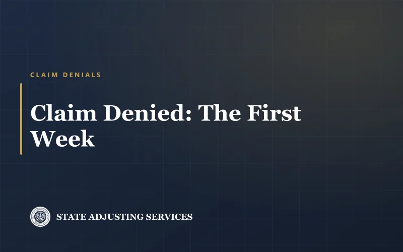 Article cover: your claim was denied, the five things to do in the first week, from State Adjusting Services