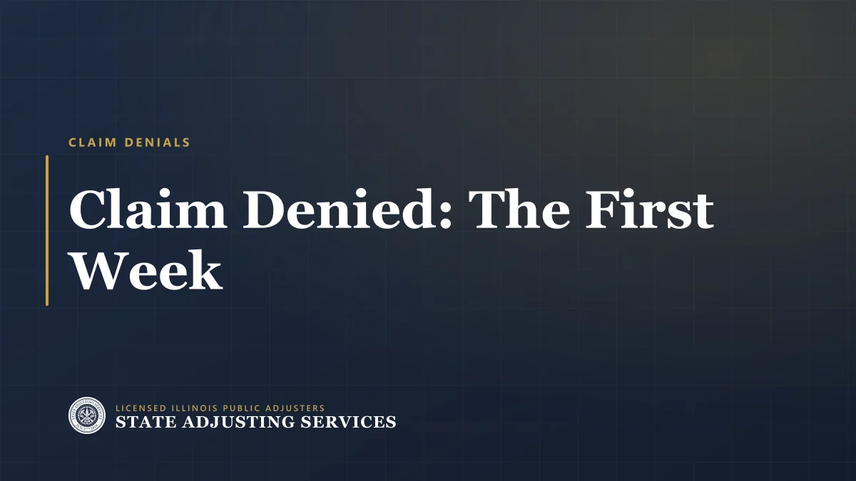 Article cover: your claim was denied, the five things to do in the first week, from State Adjusting Services