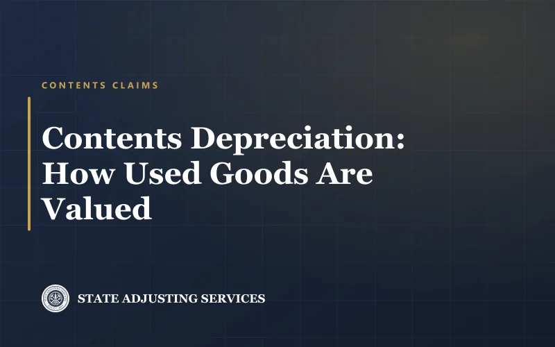 Article cover: contents depreciation and how used household goods are valued on an insurance claim, from State Adjusting Services