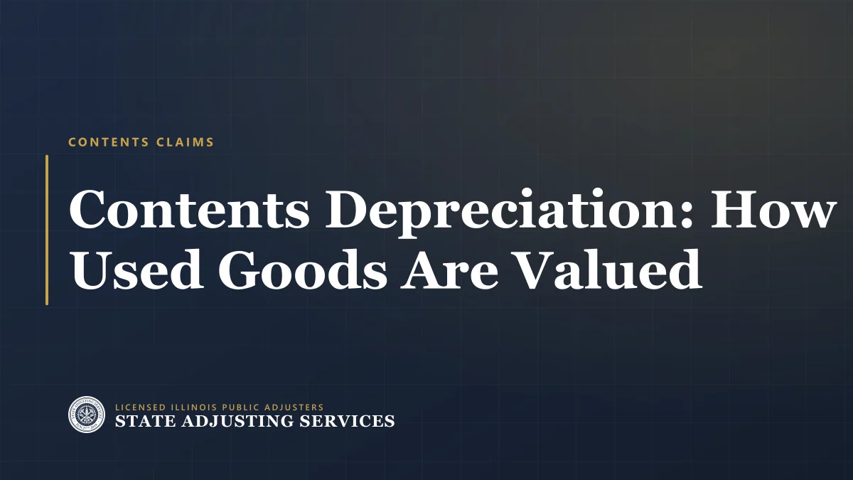 Article cover: contents depreciation and how used household goods are valued on an insurance claim, from State Adjusting Services