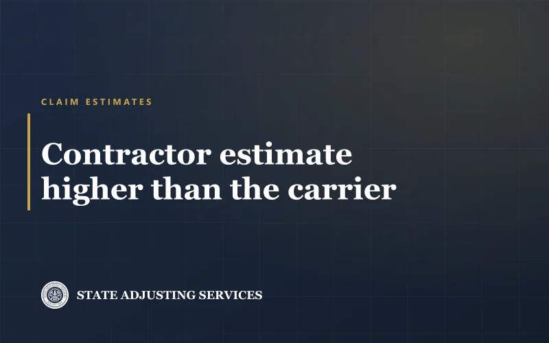 Article cover: what to do when your contractor's estimate is higher than the carrier's, from State Adjusting Services