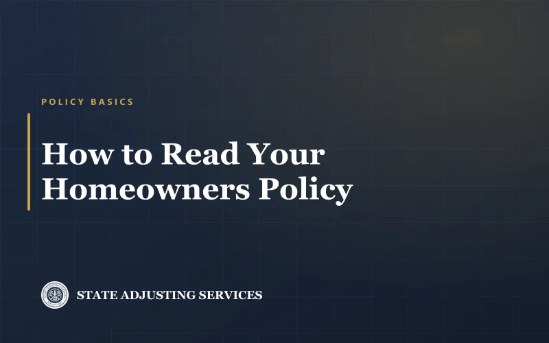 Article cover: how to read your homeowners policy, from State Adjusting Services