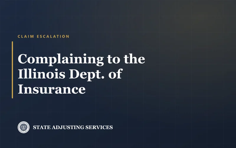 Cover reading Complaining to the Illinois Dept. of Insurance, with the State Adjusting Services seal