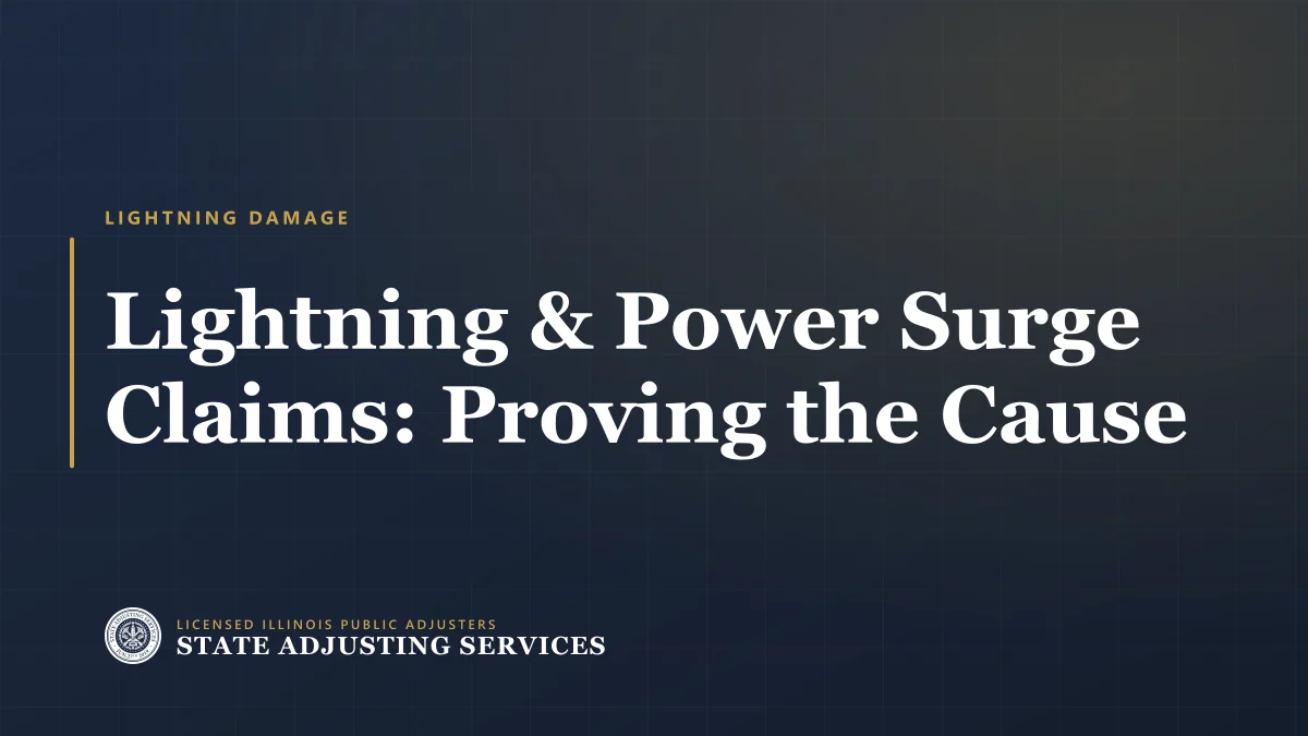 Article cover: lightning and power surge insurance claims and how to prove the cause when nothing burned, from State Adjusting Services