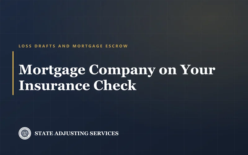 Article cover: mortgage company on your insurance check and how the loss draft process releases the money, from State Adjusting Services