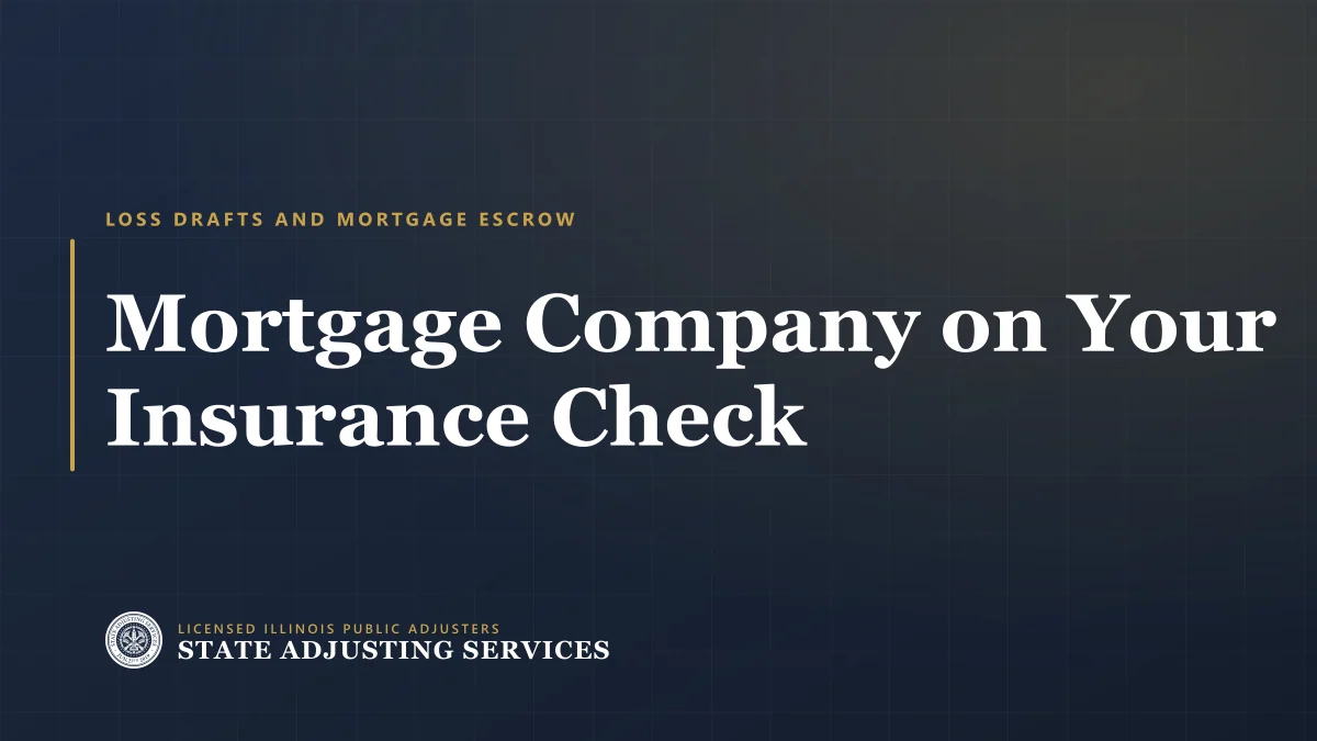 Article cover: mortgage company on your insurance check and how the loss draft process releases the money, from State Adjusting Services