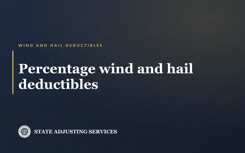 Article cover: percentage wind and hail deductibles — why yours may not be a flat $1,000, from State Adjusting Services