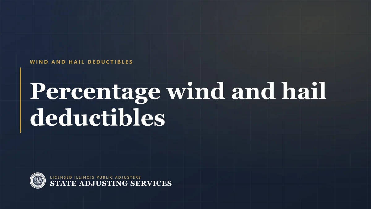 Article cover: percentage wind and hail deductibles — why yours may not be a flat $1,000, from State Adjusting Services