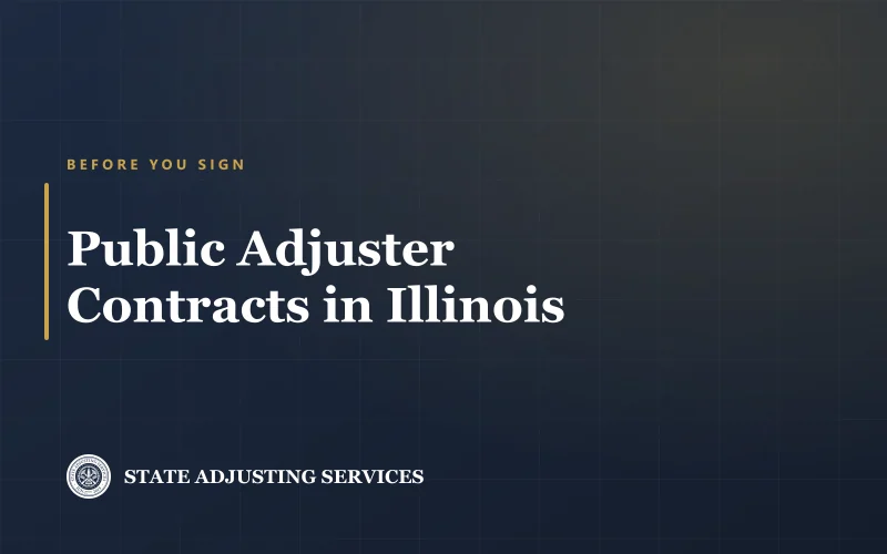 Article cover: what an Illinois public adjuster contract must say before you sign, from State Adjusting Services