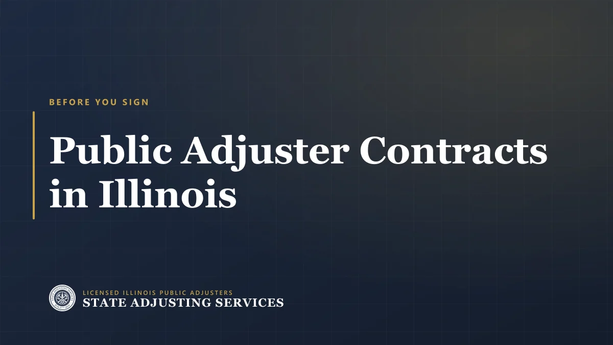 Article cover: what an Illinois public adjuster contract must say before you sign, from State Adjusting Services