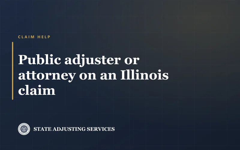 Article cover: public adjuster or attorney on an Illinois claim, from State Adjusting Services
