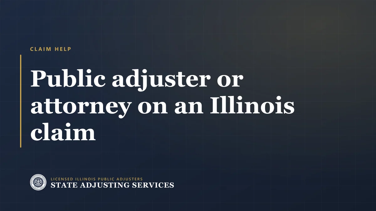 Article cover: public adjuster or attorney on an Illinois claim, from State Adjusting Services