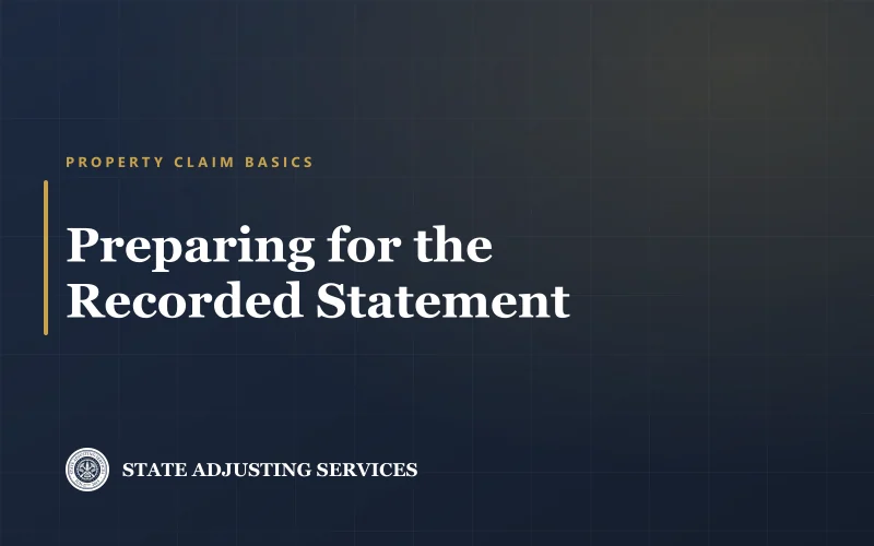 Article cover: preparing for the recorded statement in a property insurance claim, from State Adjusting Services