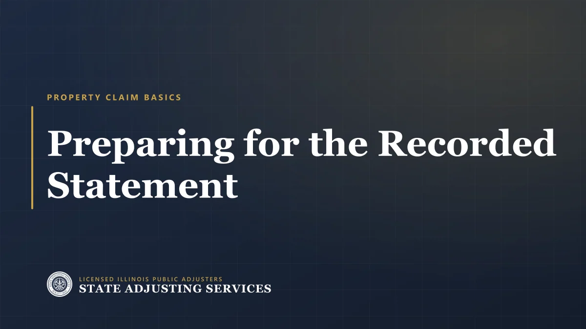 Article cover: preparing for the recorded statement in a property insurance claim, from State Adjusting Services