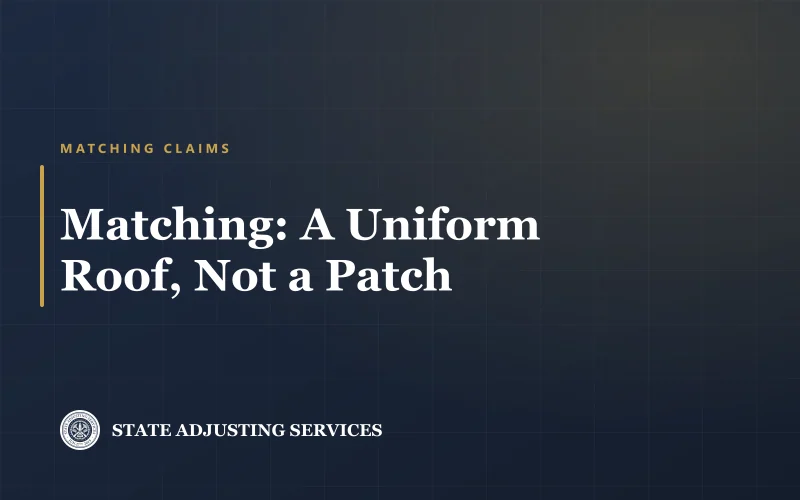 Article cover: matching, when Illinois policies owe you a uniform roof, not a patched one, from State Adjusting Services