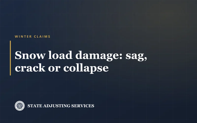 Article cover: snow load damage, sag, crack or collapse, from State Adjusting Services