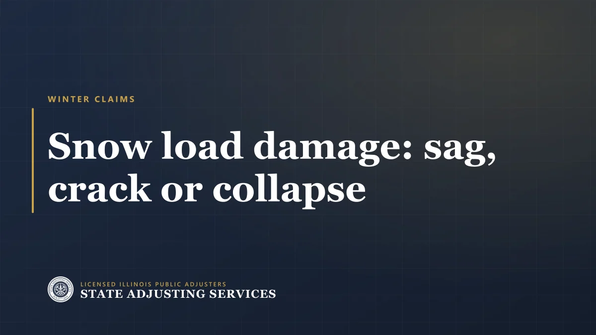 Article cover: snow load damage, sag, crack or collapse, from State Adjusting Services
