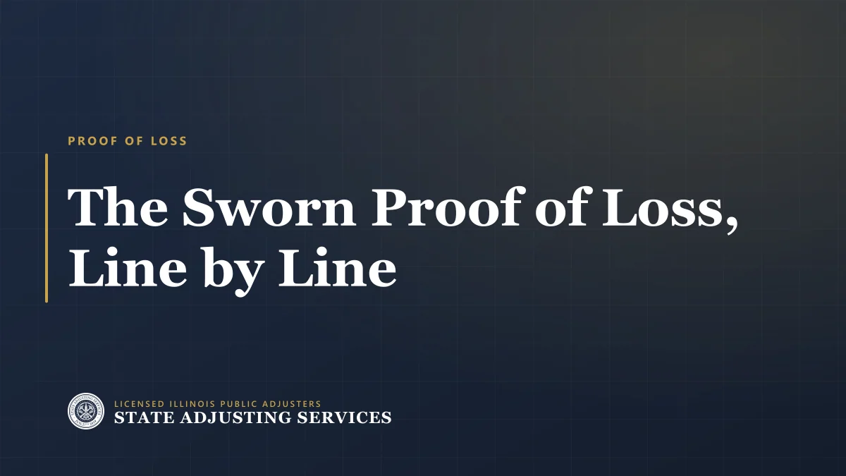 Article cover: the sworn proof of loss, line by line, from State Adjusting Services