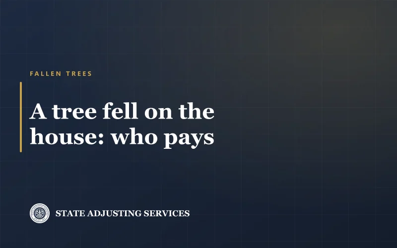 Cover reading A tree fell on the house: who pays, State Adjusting Services