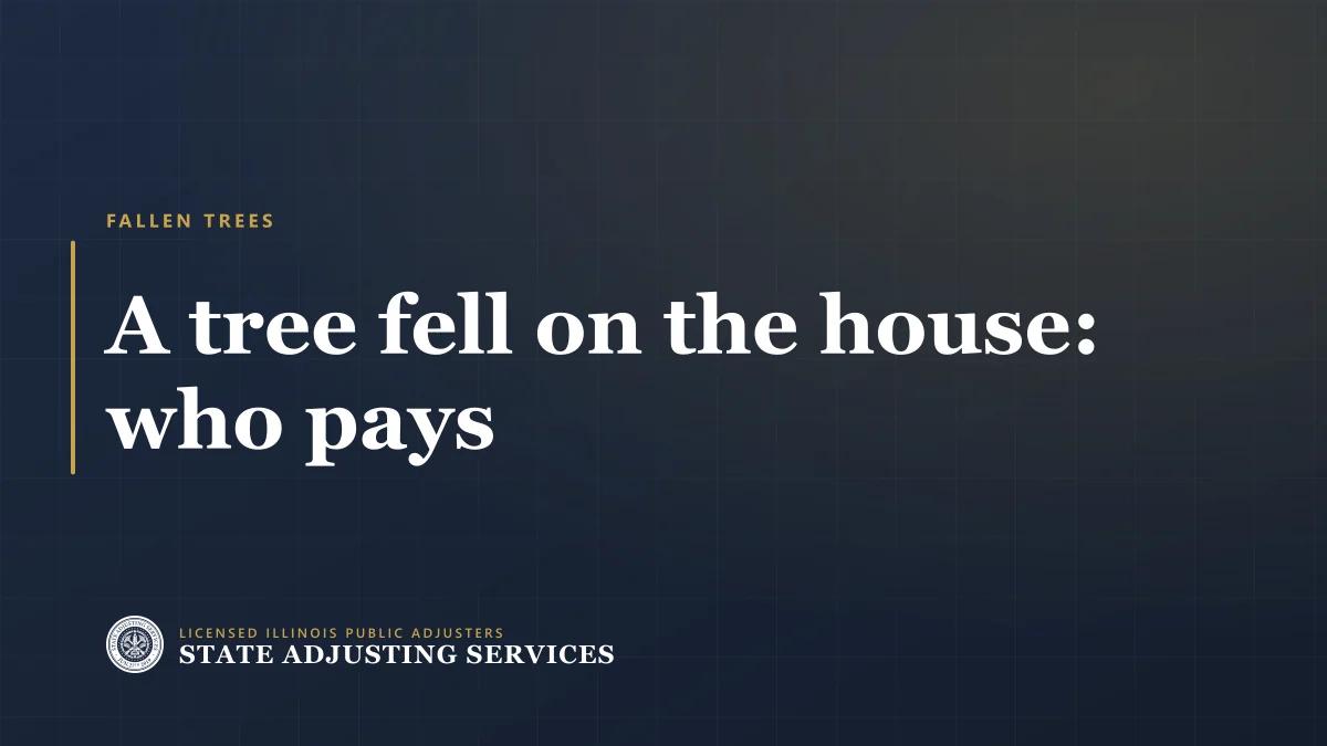 Cover reading A tree fell on the house: who pays, State Adjusting Services
