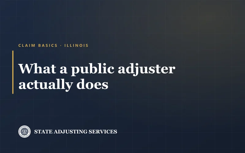 Article cover: what a public adjuster actually does, from State Adjusting Services