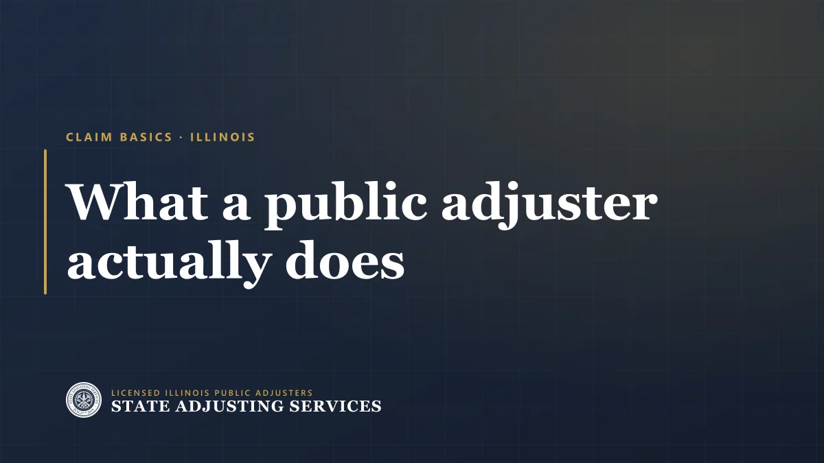 Article cover: what a public adjuster actually does, from State Adjusting Services