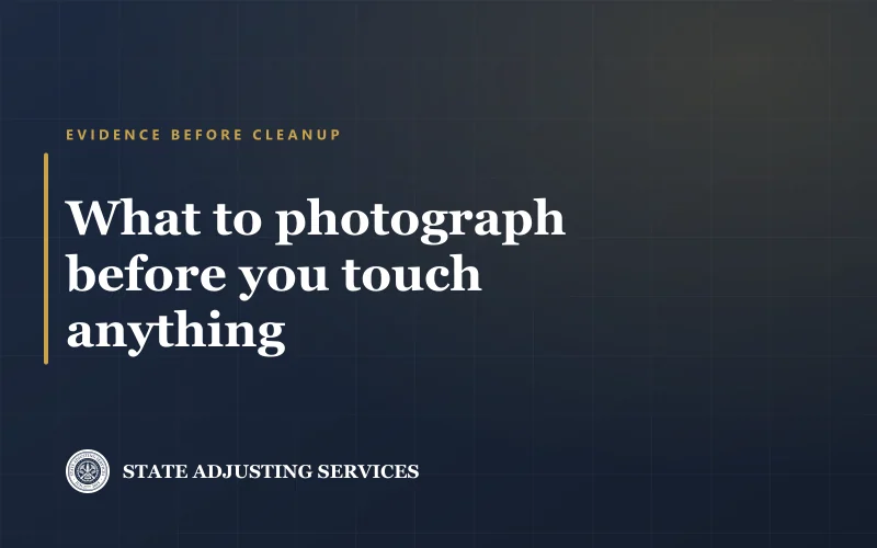 Article cover: what to photograph after property damage before you touch anything, from State Adjusting Services